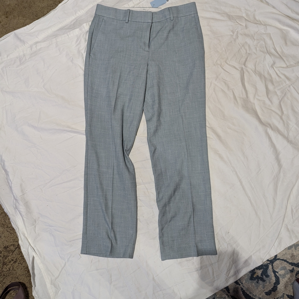 Gray Dress Pants with Straight Leg Design and Zipper Fly